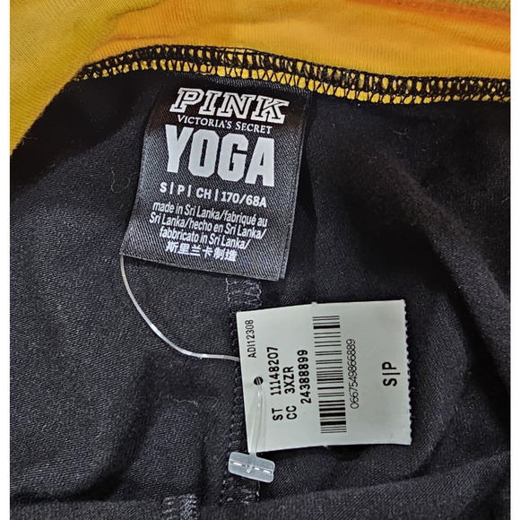 Victorias Secret PINK Yoga WOMENS S Campus Leggings Dog Black Yellow Drawstring - Picture 7 of 13
